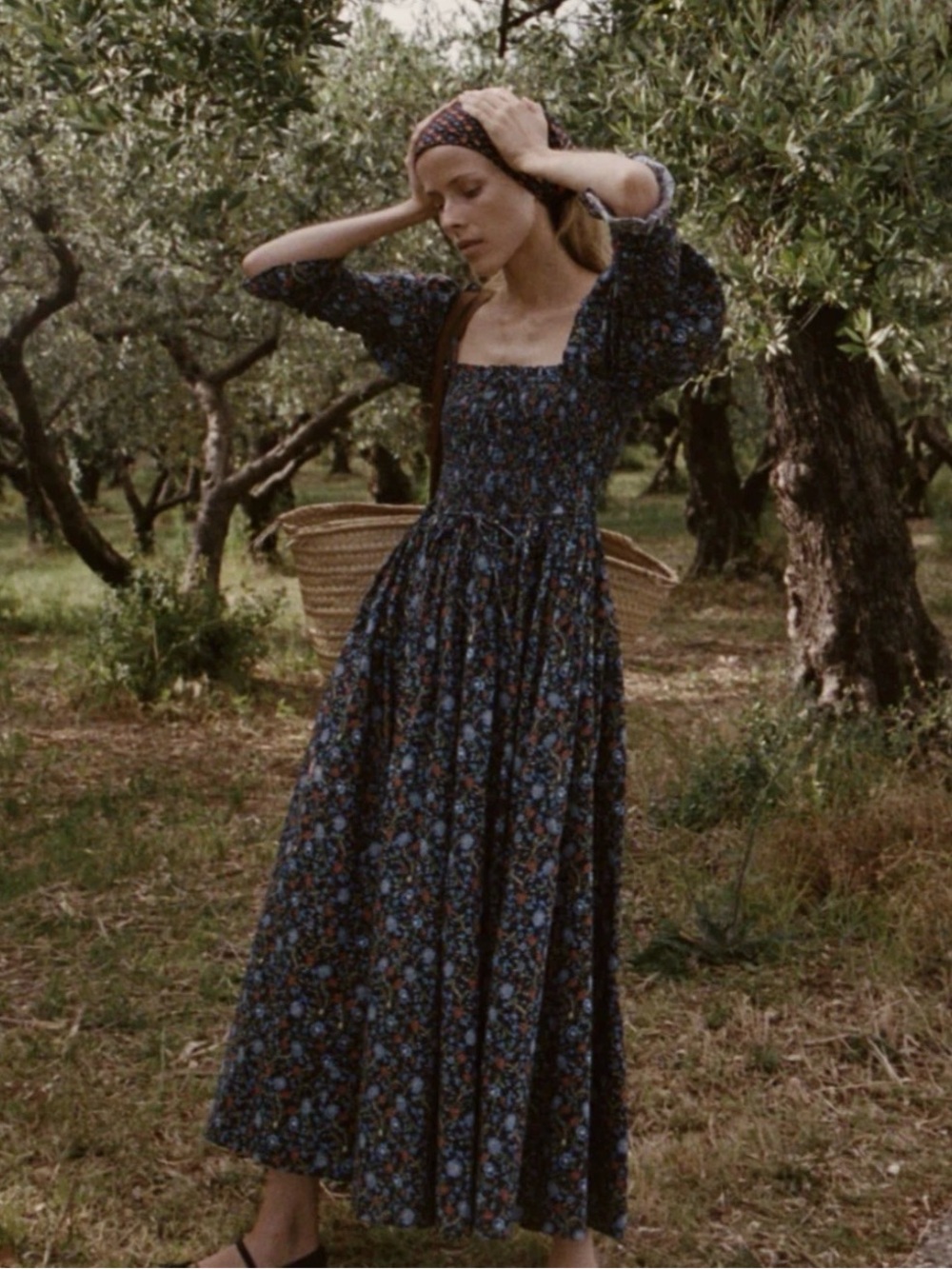 Doen Bijou Dress in Noir Prairie de Montagne Size XS NWT Floral Puff Sleeve